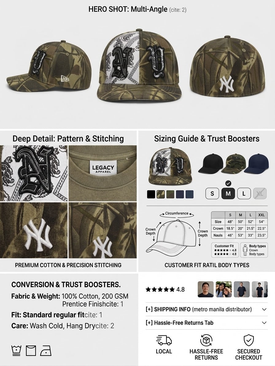 NY Camo Paisley Close Cap