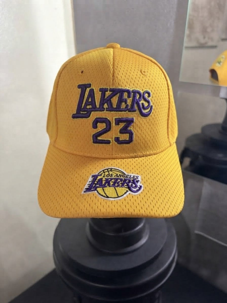 Lakers 23 Yellow Netted Snap Back