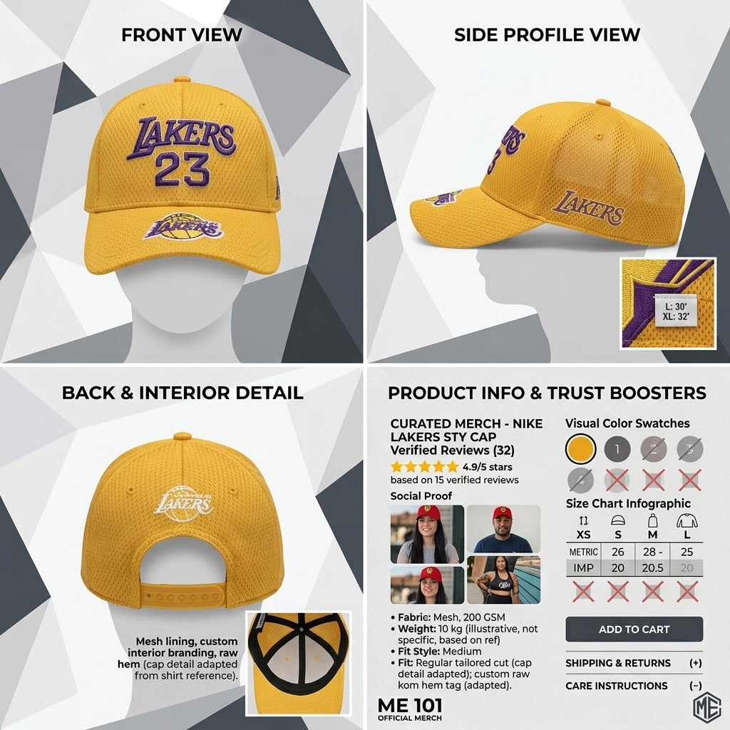 Lakers 23 Yellow Netted Snap Back